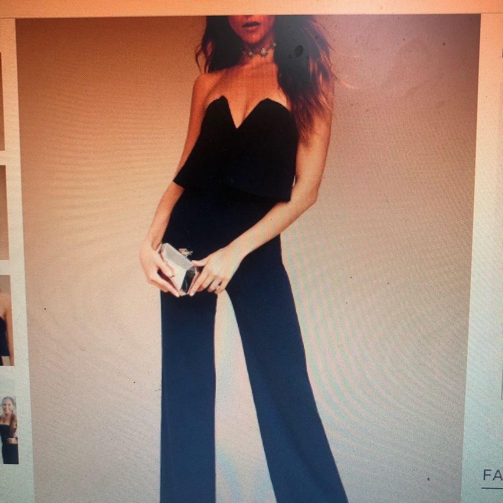 Lulus blue strapless jumpsuit